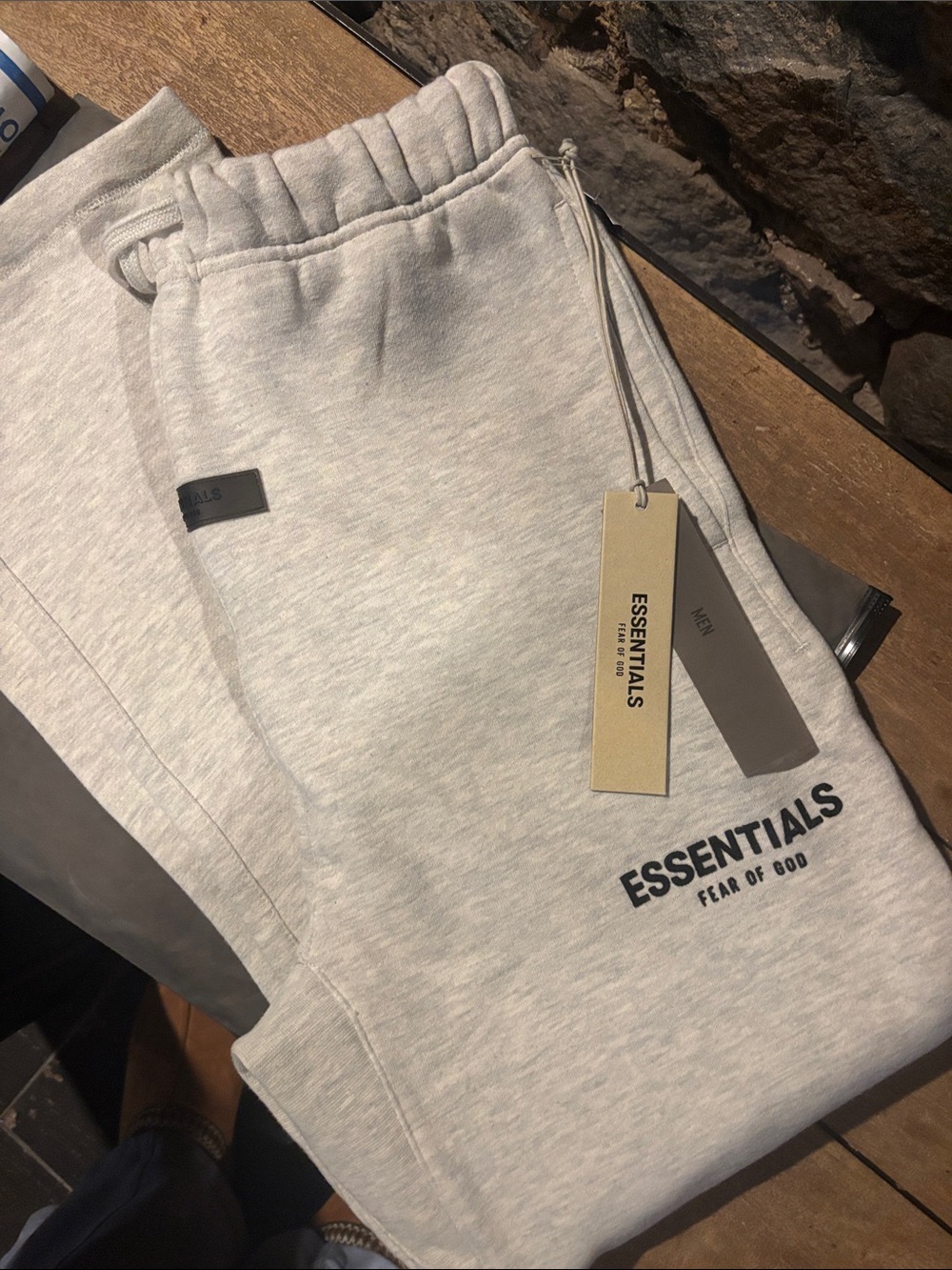 Essentials Light Heather Gray Sweatpants with Black Logo women’s or men